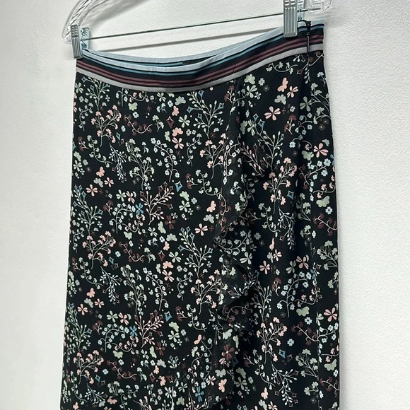 Ted Baker Skirt Kassiia Midi Faux Wrap Ruffled Floral Print Black Size 8 - 10 - Picture 7 of 12